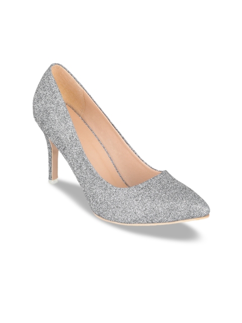 

Sherrif Shoes Women Silver-Toned Solid Pumps