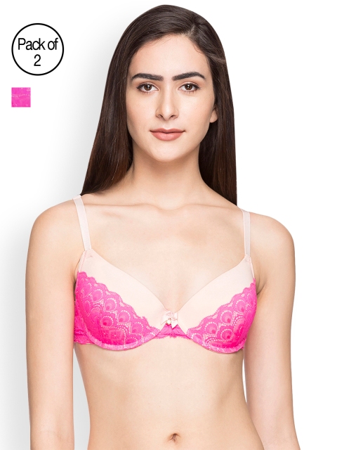 

Candyskin Heavily Padded and Demi Bra Combo CS04-9Black- CS05APink Pack of 2, Pink