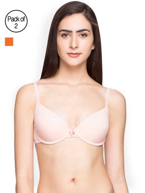

Candyskin Heavily Padded and Demi Bra Combo CS04-9Black- CS05APink Pack of 2, Orange