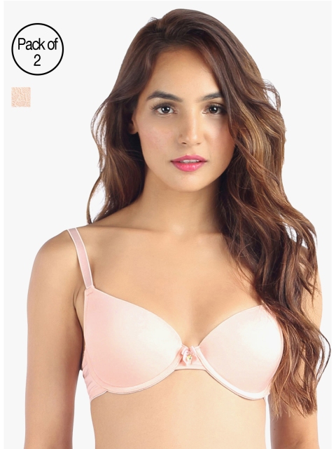 

Candyskin Heavily Padded and Demi Bra Combo CS04-9Black- CS05APink Pack of 2, Peach