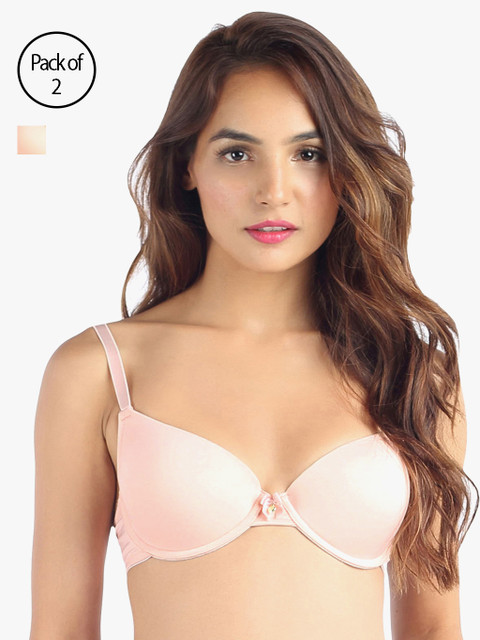 

Candyskin Women Pack of Two Lightly Padded Bras 7180216-1-7177280-1, Peach