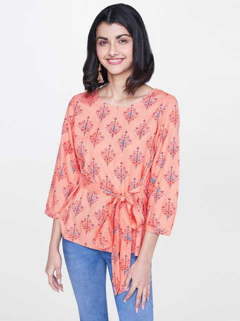 

Global Desi Women Pink Printed Top