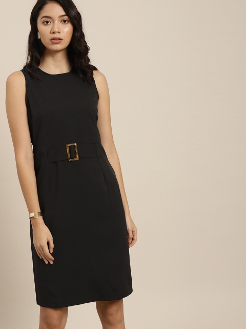 

her by invictus Women Black Solid Sheath Dress