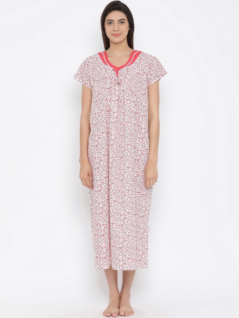 

Clovia White Printed Nightdress NS1184P04