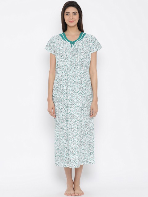 

Clovia White Printed Nightdress NS1184P11