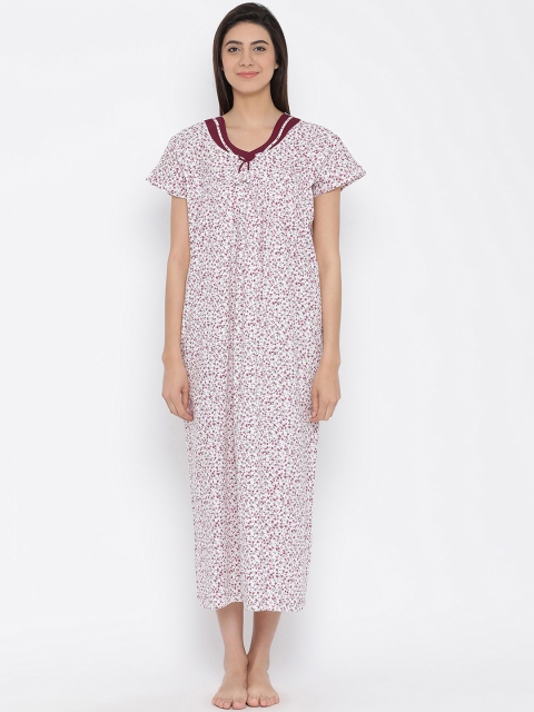 

Clovia White Printed Nightdress NS1183P22