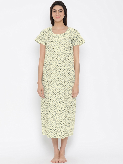 

Clovia Lime Green Printed Nightdress NS1183P11