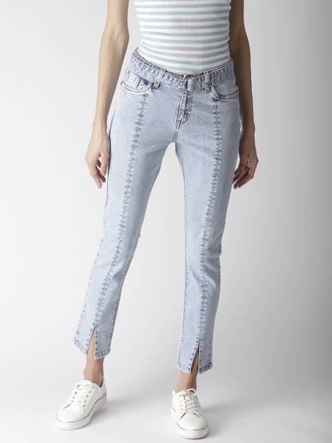 

Madame Women Blue Slim Fit Mid-Rise Clean Look Cropped Stretchable Jeans
