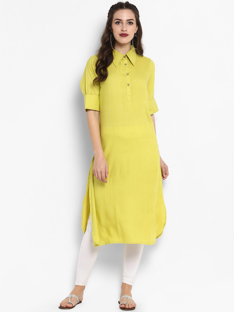 

aayusika Women Yellow Solid Pakistani Style Kurta