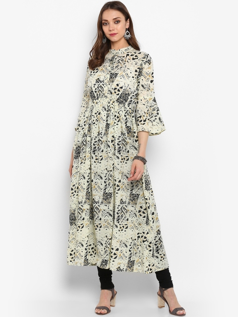 

aayusika Women Cream-Coloured Printed Anarkali Kurta