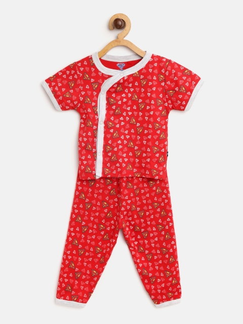 

Moms Love Boys Red & Yellow Superman Print Night Suit