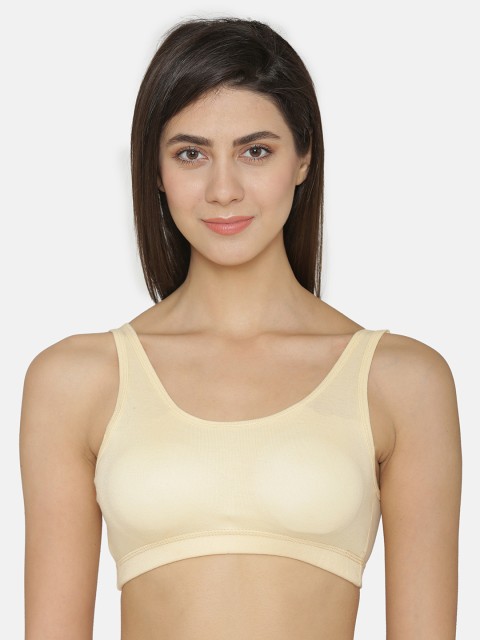 

ABELINO Nude-Coloured Solid Non-Wired Lightly Padded Sports Bra SPORTSSKIN01