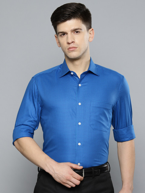 

Louis Philippe Men Blue Classic Regular Fit Checked Formal Shirt