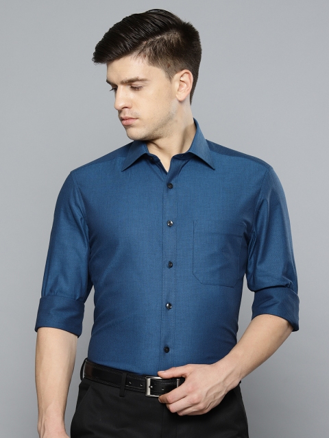 

Louis Philippe Men Teal Blue Classic Regular Fit Self Design Formal Shirt