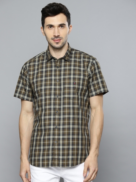 

Louis Philippe Sport Men Green & Beige Slim Fit Checked Casual Shirt