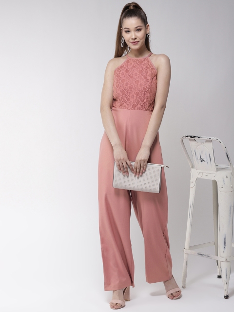 

20Dresses Dusty Pink Lace Detail Solid Basic Jumpsuit