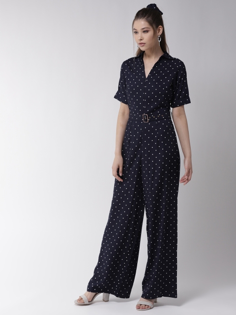 

20Dresses Navy Blue & White Printed Basic Jumpsuit