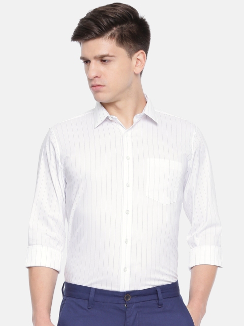 

Van Heusen Men White Slim Fit Striped Casual Shirt