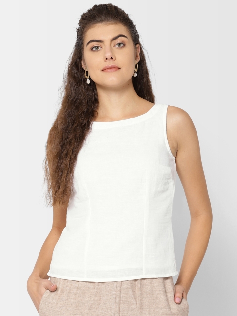 

Fabindia Women White Solid Top