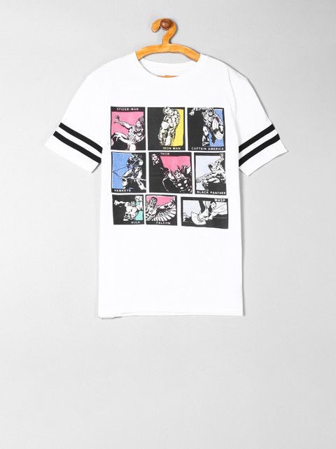 

GAP Boys White Super Heros Printed Round Neck T-shirt
