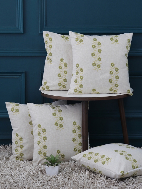 

GMF White Set of 5 Floral Square Cushion Covers