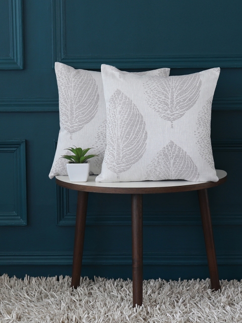 

GMF Grey Set of 2 Self Design Square Cushion Covers