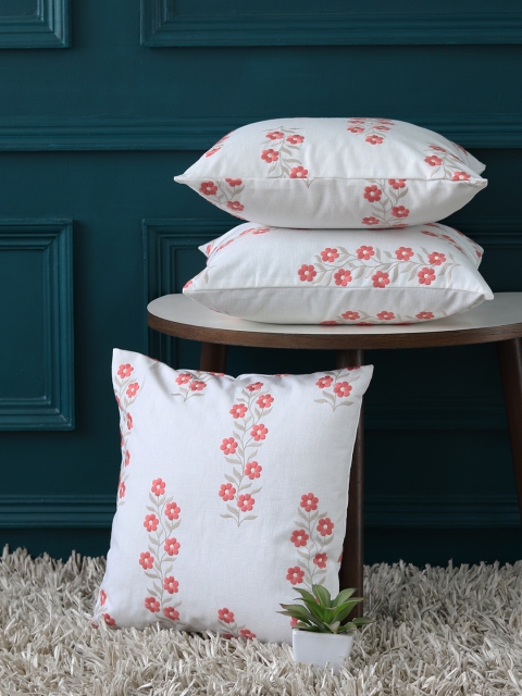 

GMF White Set of 3 Floral Square Cushion Covers