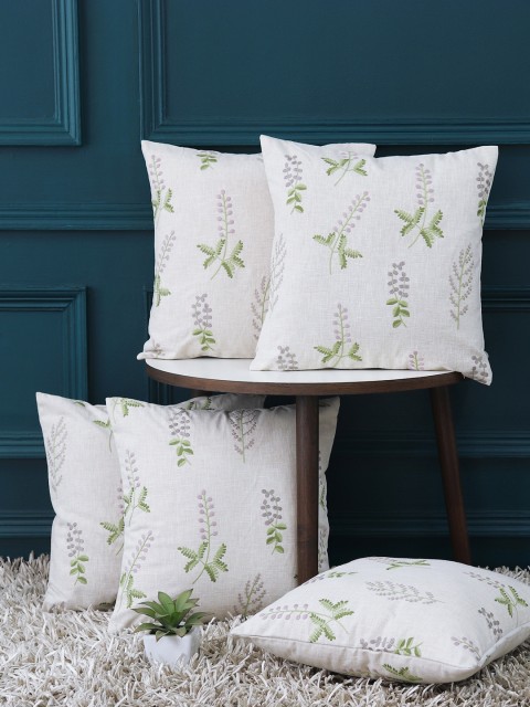 

GMF Grey Set of 5 Floral Square Cushion Covers