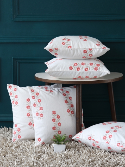 

GMF White Set of 5 Floral Square Cushion Covers