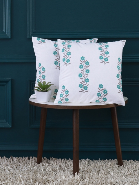 

GMF Set of 2 Embroidered Square Cushion Covers, White
