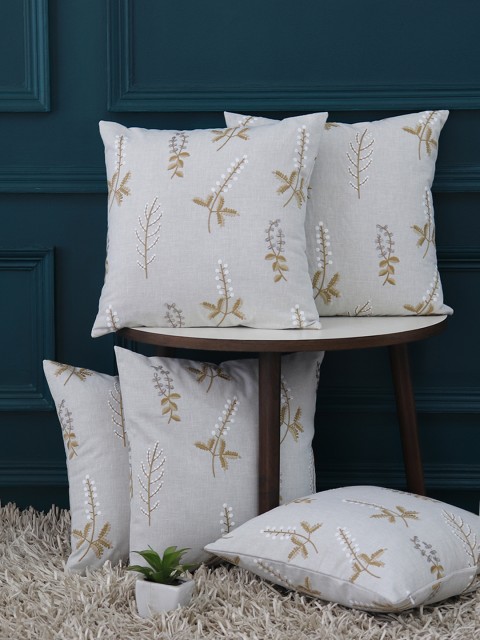 

GMF Grey Set of 5 Floral Square Cushion Covers