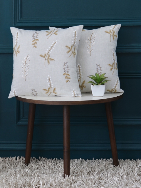 

GM Grey Set of 2 Floral Square Cushion Covers