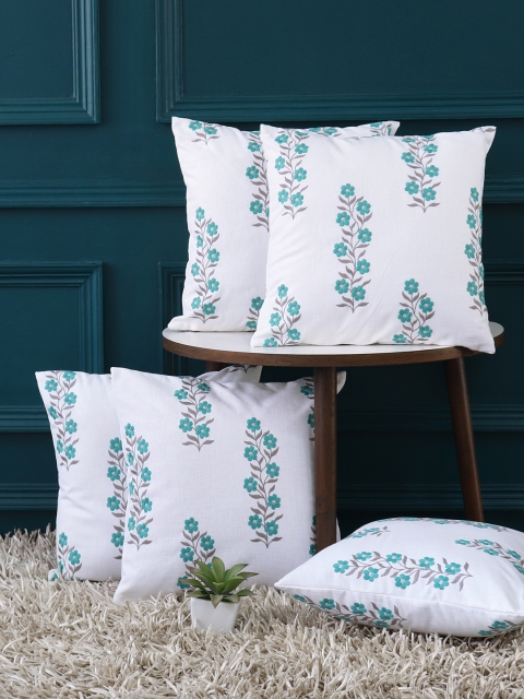 

GMF White Set of 5 Floral Square Cushion Covers