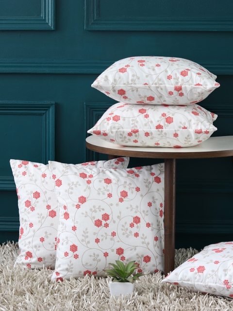 

GM White Set of 5 Floral Square Cushion Covers