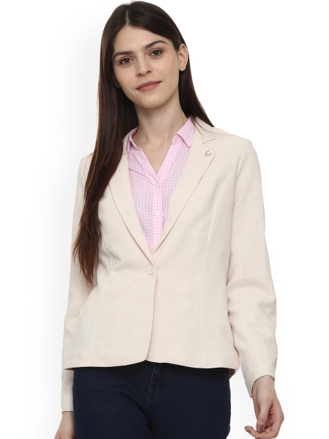

Allen Solly Women Cream Solid Regular-Fit Single-Breasted Blazer