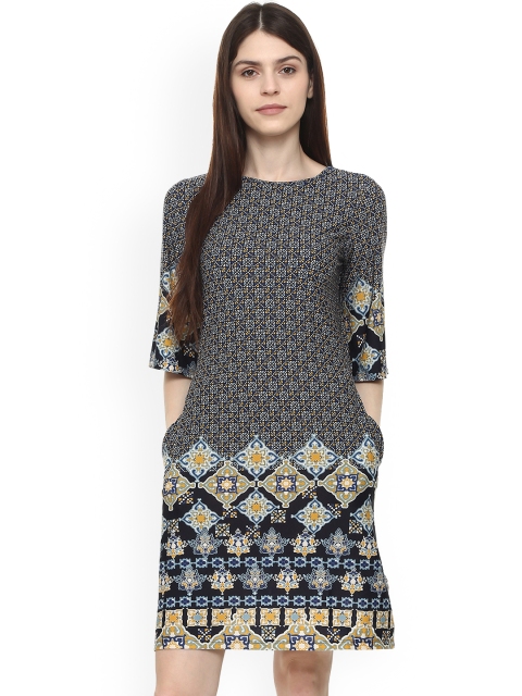 

Allen Solly Woman Navy Blue Printed A-Line Dress