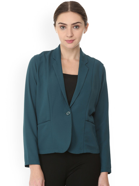 

Allen Solly Women Green Solid Regular-Fit Single-Breasted Blazer