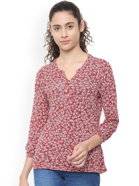 

Allen Solly Woman Maroon Printed Top