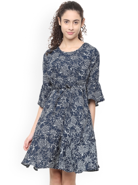 

Allen Solly Woman Navy Blue Printed Fit and Flare Dress