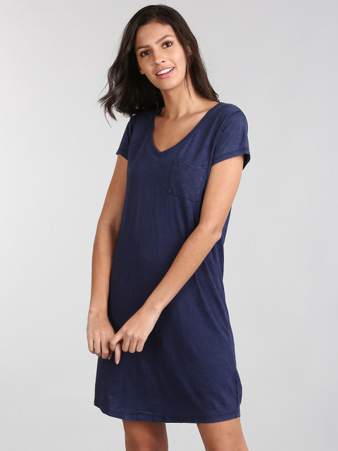 

GAP Women Blue Solid T-shirt Dress, Navy blue
