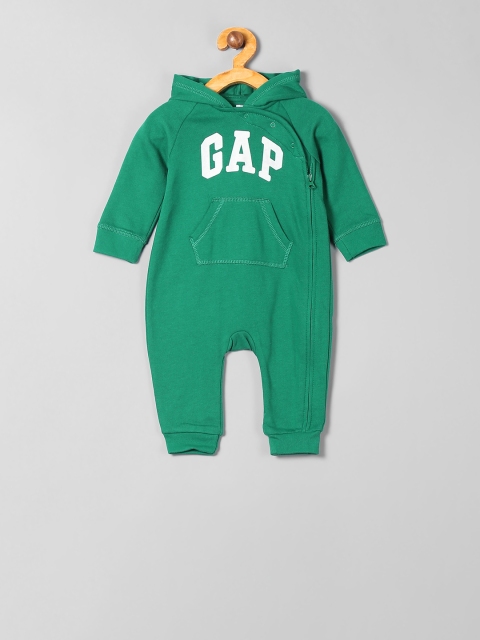 

GAP Baby Boys Green Hooded Logo Bodysuit