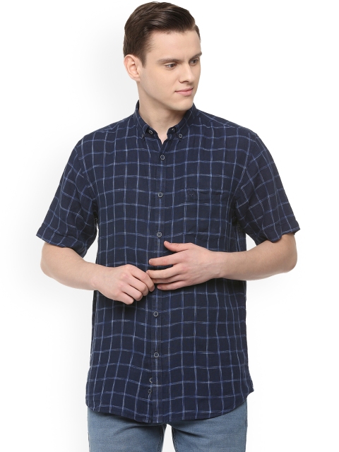 

Allen Solly Men Navy Blue Regular Fit Checked Casual Shirt