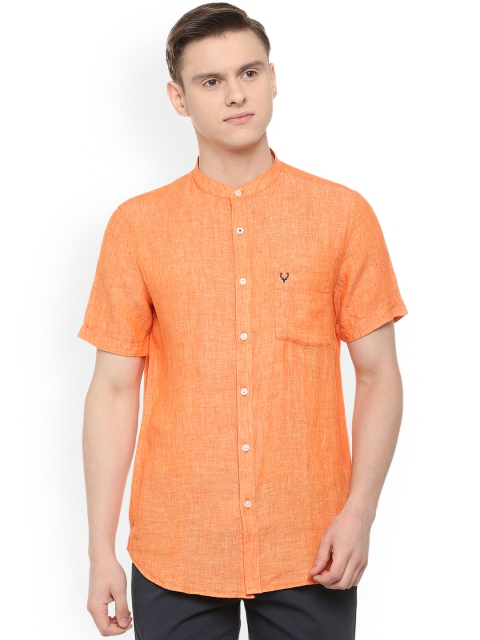 

Allen Solly Men Orange Slim Fit Solid Linen Casual Shirt