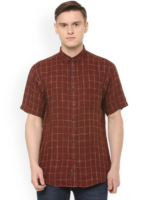 

Allen Solly Men Maroon Slim Fit Checked Linen Casual Shirt