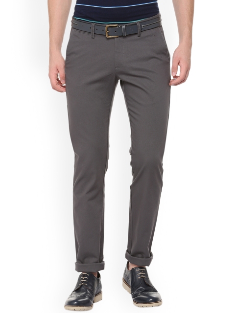 

Allen Solly Men Grey Slim Fit Self Design Regular Trousers