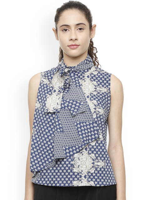 

Van Heusen Women Blue Printed Top