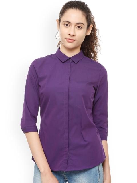 

Van Heusen Women Purple Regular Fit Solid Casual Shirt
