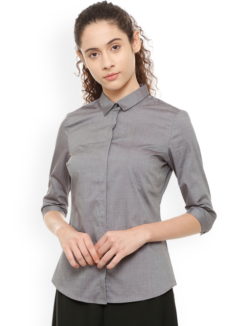

Van Heusen Women Grey Regular Fit Solid Casual Shirt