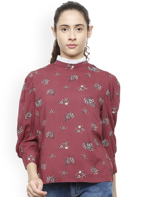 

Van Heusen Woman Maroon Floral Printed Top