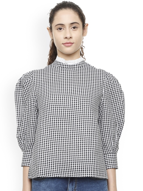 

Van Heusen Woman Black & White Checked Top